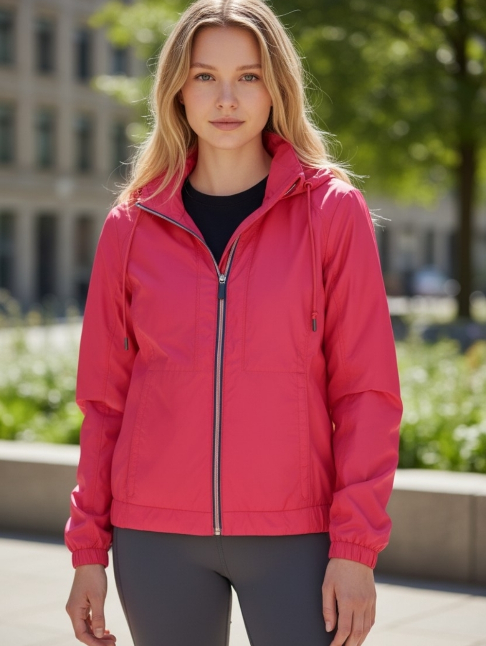 Columbia Women's Size Small Petite Hooded Windbreaker Full Zip Training Gear